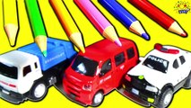はたらくくるまに色を塗ろう❤︎アンパンマンと色鉛筆で色遊び♪ショベルカー ユンボ ゴミ収集車 郵便車 救急車 パトカー ダンプカー  ミキサー車 乗り物 子供向け動画 のりものあつまれ〜♪