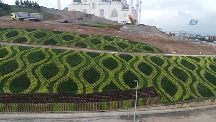 İnşaatında Sona Gelinen Çamlıca Camii'nde Yapılan Çevre Düzenleme Çalışmaları Havadan Görüntülendi