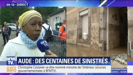 Inondations dans l'Aude: "aidez nous, ne nous abandonnez pas", demande cette sinistrée à Macron