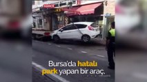 Çekiciye konulmak istenen aracın halatının kopma anı kamerada