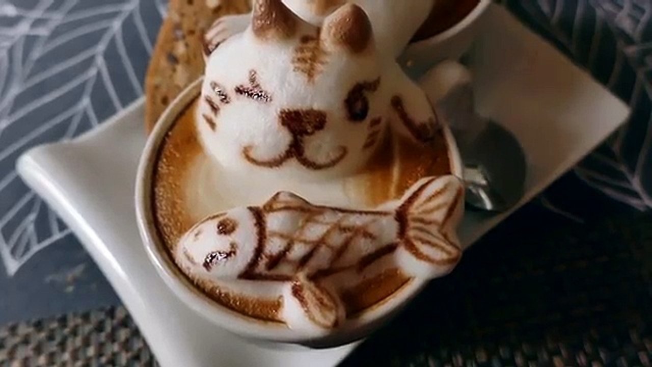 INCREDIBLE 3D COFFEE ART - CUTEST COFFEE YOU'LL EVER SEE! Lion, Cat, Panda, Sleeping Bear