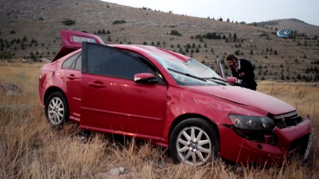 Takla atan araçtan burnu bile kanamadan çıktı