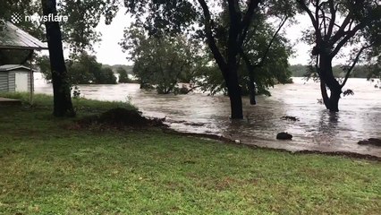 Raging floodwaters carry entire house downstream as severe flooding hits Central Texas