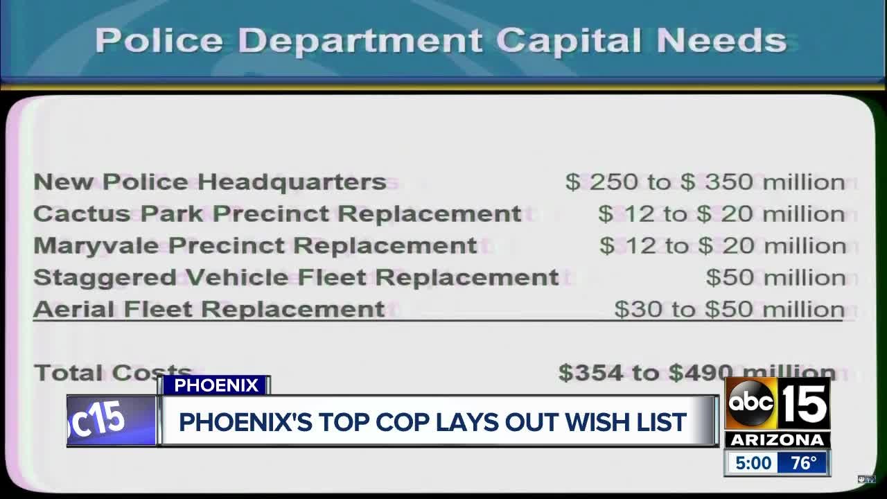 Phoenix police seeks $350 million plus in overhaul of facilities, fleet of vehicles