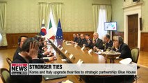 Leaders of Korea and Italy agree to boost ties between two sides; sign MOUs