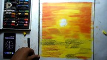 How to draw sunset scenery with oil pastels (সূর্যাস্তের ছবি) (257)