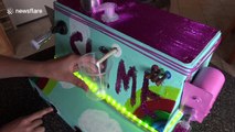 Kid inventor makes her very own slime ingredient dispensing machine