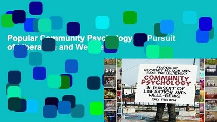 Popular Community Psychology: In Pursuit of Liberation and Well-being