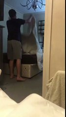 pulls the light down trying to change the bed