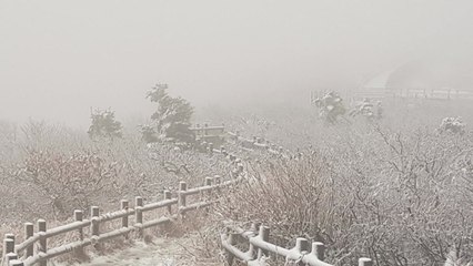 한 자리에서 두 계절 만끽...설악산 첫눈 / YTN