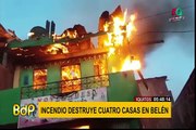 Iquitos: incendio destruye cuatro viviendas en la zona baja de Belén