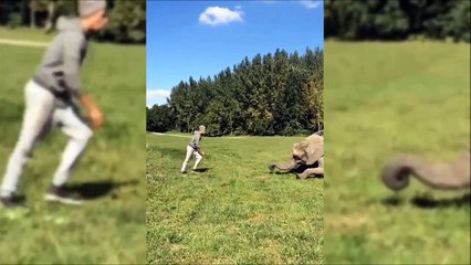 Il monte sur le dos de son éléphant avec grande classe !