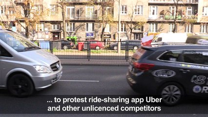 Warsaw taxis hold anti-Uber go slow