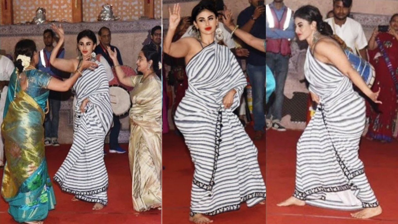 Mouni Roy DANCES at Durga Puja in Mumbai Pandal...