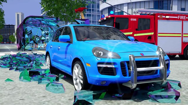 Water Tank in Cage by Fire Truck Frank and Sergeant Lucas the Police Car - Wheel City Heroes Cartoon