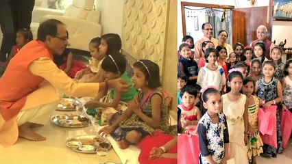 Shivraj Singh ने Navaratri के मौके पर कराया Kanya Bhoj |Viral Video| वनइंडिया हिंदी