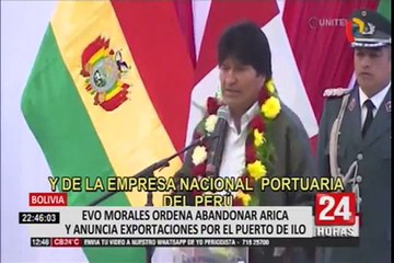 Evo Morales ordena abandonar puerto de arica y anuncia exportar la carga por el puerto de Ilo