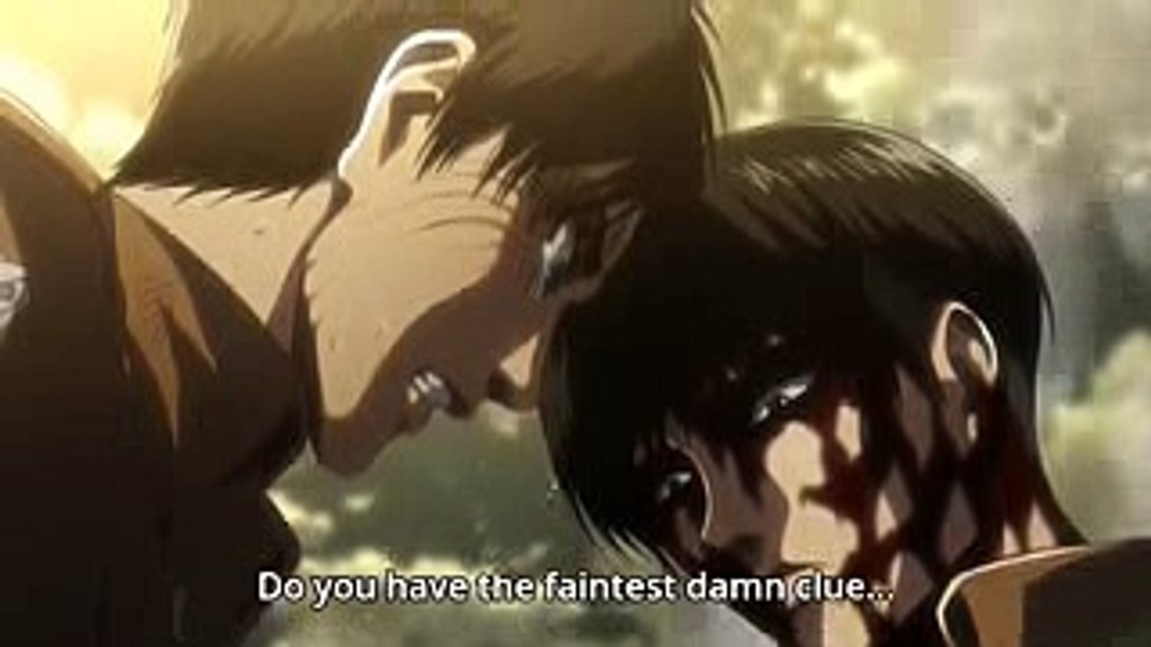 Attack on Titan Season 3 Final Episode 12 Ending Scene - Eren, Mikasa & Levi