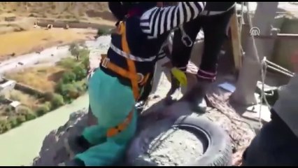 Hakkari'de köpek kurtarma operasyonu