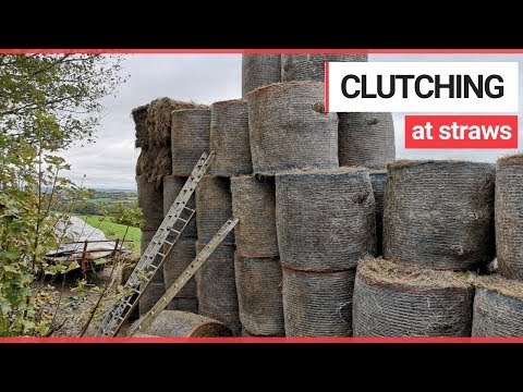Stack of straw bales topples over and smashes grave stones | SWNS TV