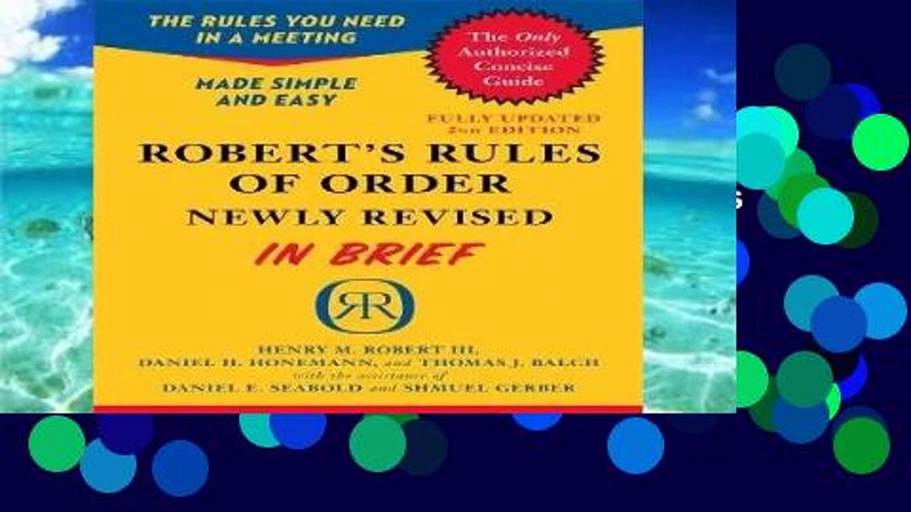 Review  Robert s Rules of Order Newly Revised In Brief, 2nd edition (Roberts Rules of Order in
