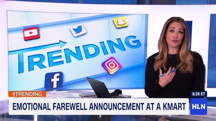 Kmart employee gives emotional goodbye