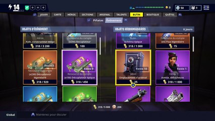 Boutique Fortnite sauver le monde du 18 au 22 octobre