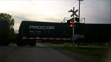 slow motion 48 railway crossing flashing lights R&R.