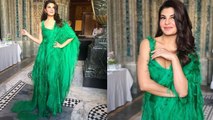 Jacqueline Fernandez looks stunning in designer Anamika Khanna's sea green saree | FilmiBeat