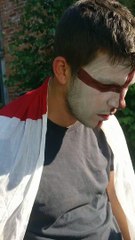 scared his daughter after paining his face as an England flag for the football game