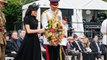 Elegant Meghan stuns in an Emilia Wickstead dress & Philip Treacy hat at the Anzac memorial