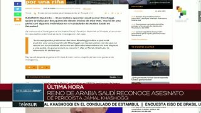 Arabia Saudita reconoce asesinato de periodista Jamal Khashoggi