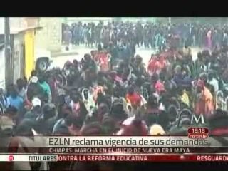 Marchan zapatistas previo a aniversario luctuoso de Acteal