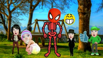 رؤوس خاطئة تعلم الوان مع هيكل عظمي باتمان سبيدرمان ماشا لعبة بوو كرتون اطفالWrong Heads Skeleton