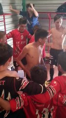 Joie des U15 après leur victoire 1 - 4 à Lanobre face à Grpt Sumène Artense le 20/10/2018