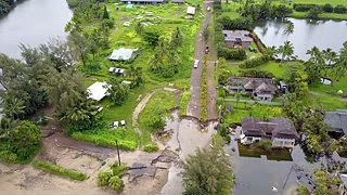 Hanalei Pier - Kauai -  After The Flood (HD) (Aerial)