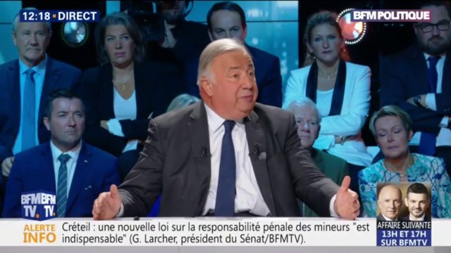 Sa réaction est nulle. Larcher rappelle à Mélenchon que les parlementaires doivent respecter l'état de droit
