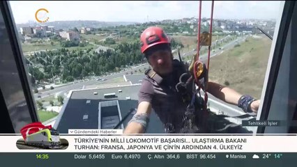 Yüksek binaların camları nasıl temizleniyor?