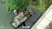 Amasya’da nehre düşen araçtaki aileyi tek başına kurtardı