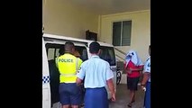 Notorious thief Faigame Vaitoelau spilled what appears to have been water from a soda can on Samoa Observer journalist, Pai Mulitalo Ale, while rapist Lauititi