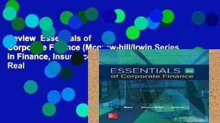 Review  Essentials of Corporate Finance (Mcgraw-hill/Irwin Series in Finance, Insurance, and Real