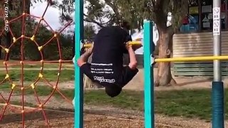 This girl tries to teach her dad gymnastics My_gym_dad