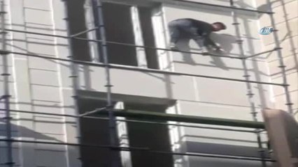 İnşaat İşçisinin Tehlikeli Çalışması Kamerada