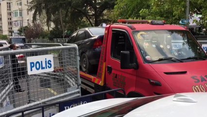 Suudi Arabistan Konsolosluğu'nda hareketlilik...Konsolosluktan çekiciyle bir araç çıkarıldı