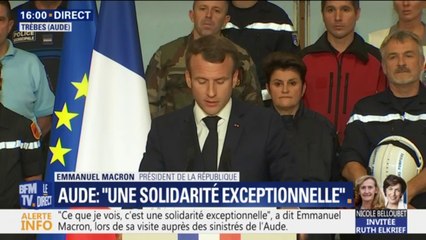 Descargar video: Macron veut renforcer le système de prévisions aux pluies intenses et affiner les alertes