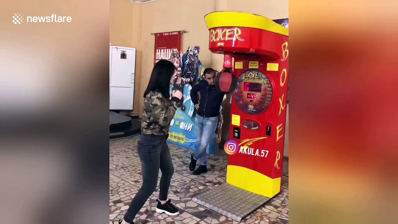 Epic fail: Boxing machine challenge goes spectacularly wrong