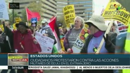 下载视频: Cientos marchan contra el belicismo de EE.UU. en el exterior