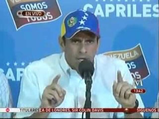 Capriles convoca a 'cacerolazos' si proclaman a Maduro