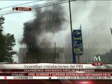 CETEG y Movimiento Popular de Guerrero incendia PRI en Chilpancingo