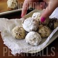 These Pecan Balls are tasty cookies that take just 4 main ingredients and are so easy to make! Perfect for the holidays!FULL PRINTABLE RECIPE HERE: